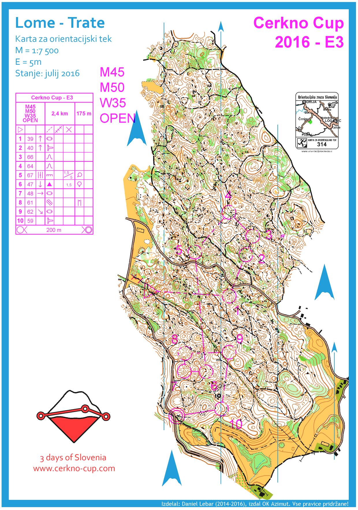 Cerkno Cup - E3 - M45, M50, W35, OPEN (24. 07. 2016)