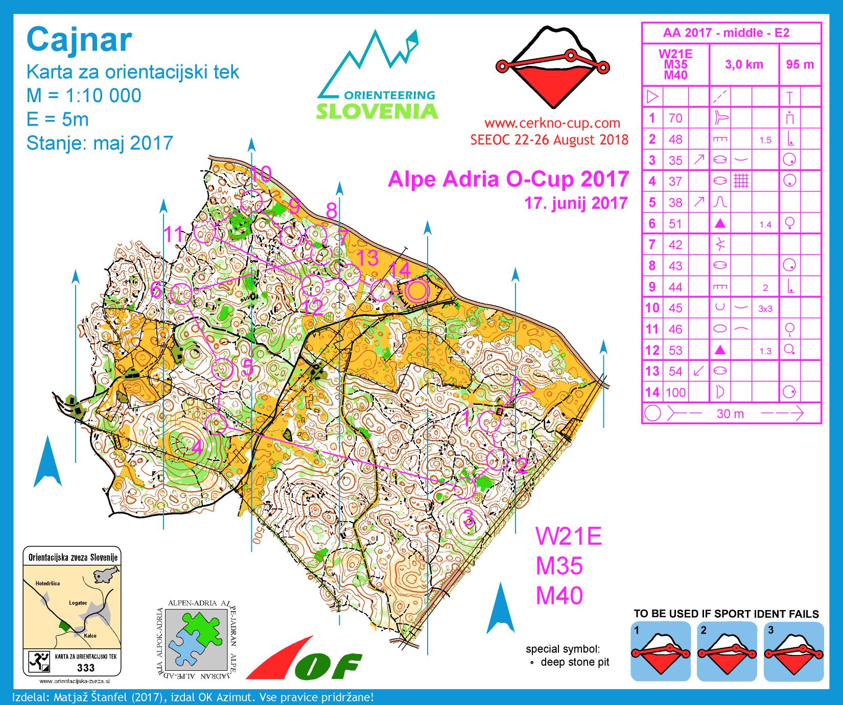 Alpe Adria Orienteering Cup - W21E, M35, M40 - middle distance (17. 06. 2017)